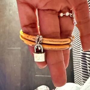 Louis Vuitton Yellow Leather Bracelet with Silver Padlock